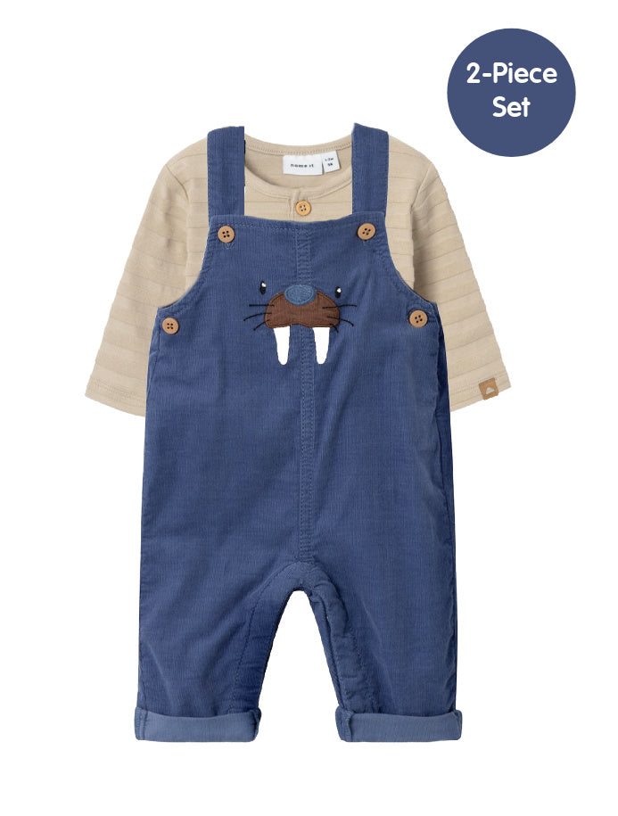 Name it Baby Boys 2 Piece Dungaree Set Blue