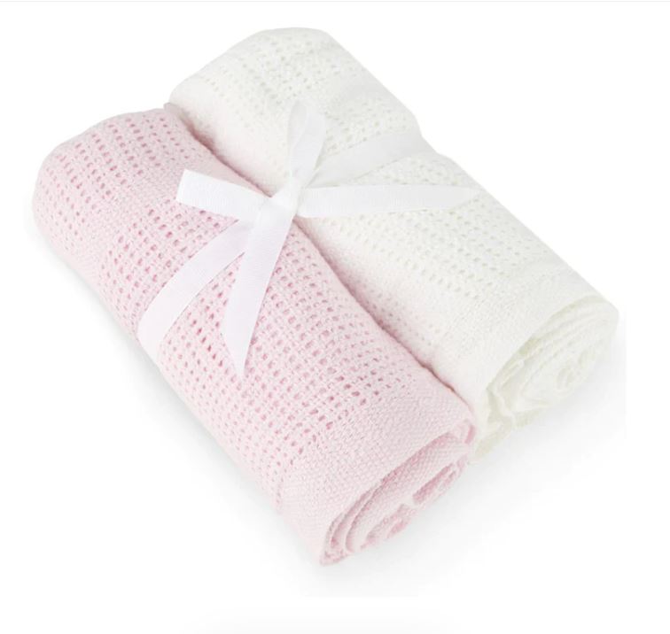 2-Pack Cellular Blanket - Pink/White