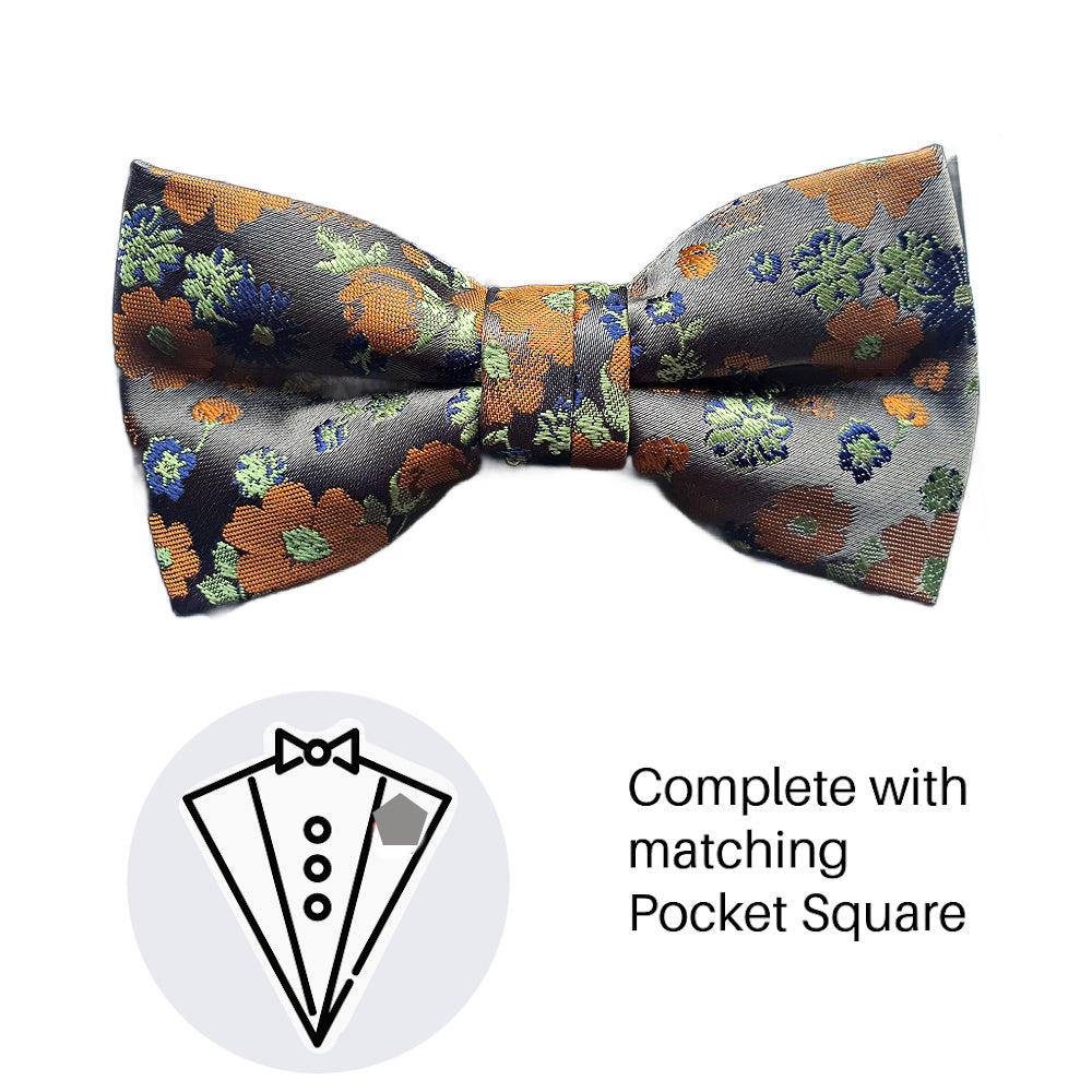 Zazzi Boys Bow Tie & Pocket Square B6082-10GR