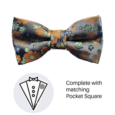 Zazzi Boys Bow Tie & Pocket Square B6082-10GR