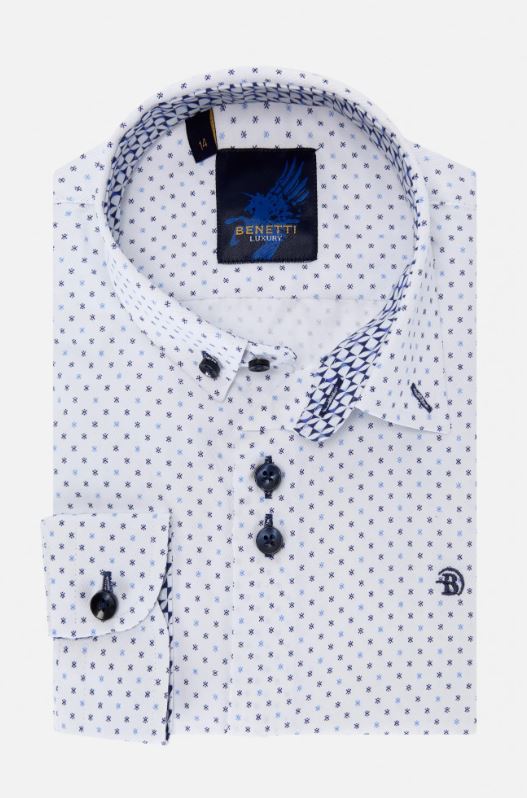 Benetti Boys RYAN Blue Patterned Shirt