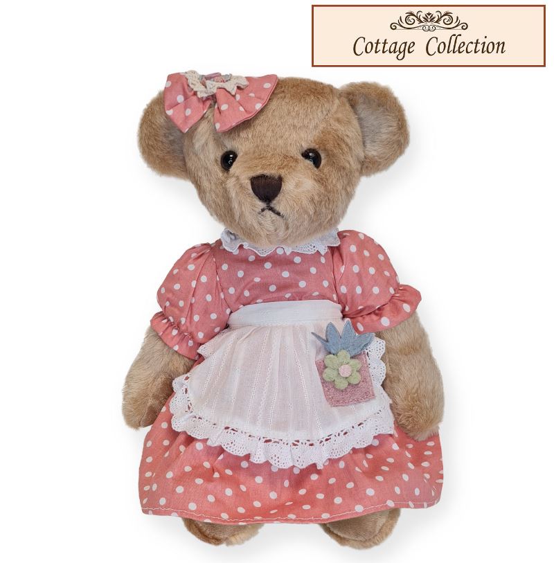 The Cottage Collection Bear  - Pink Polka Dot Dress BB269