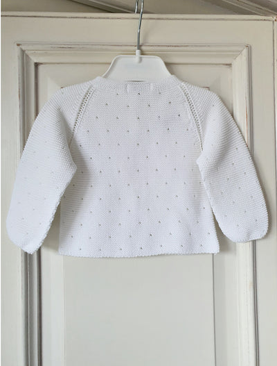 White Unisex Baby Knit Cardigan by Juliana - 25210