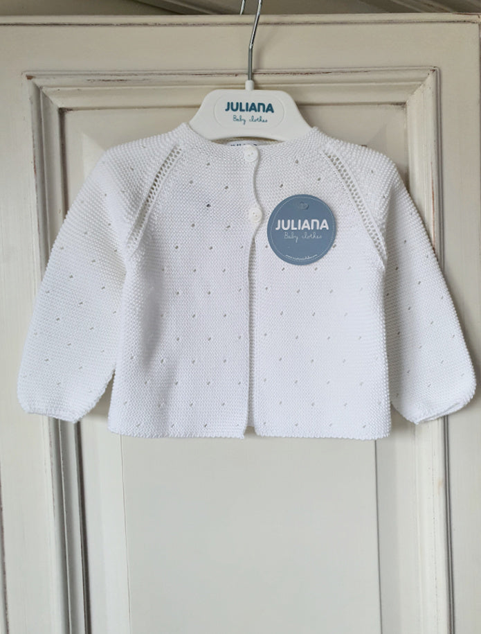 White Unisex Baby Knit Cardigan by Juliana - 25210