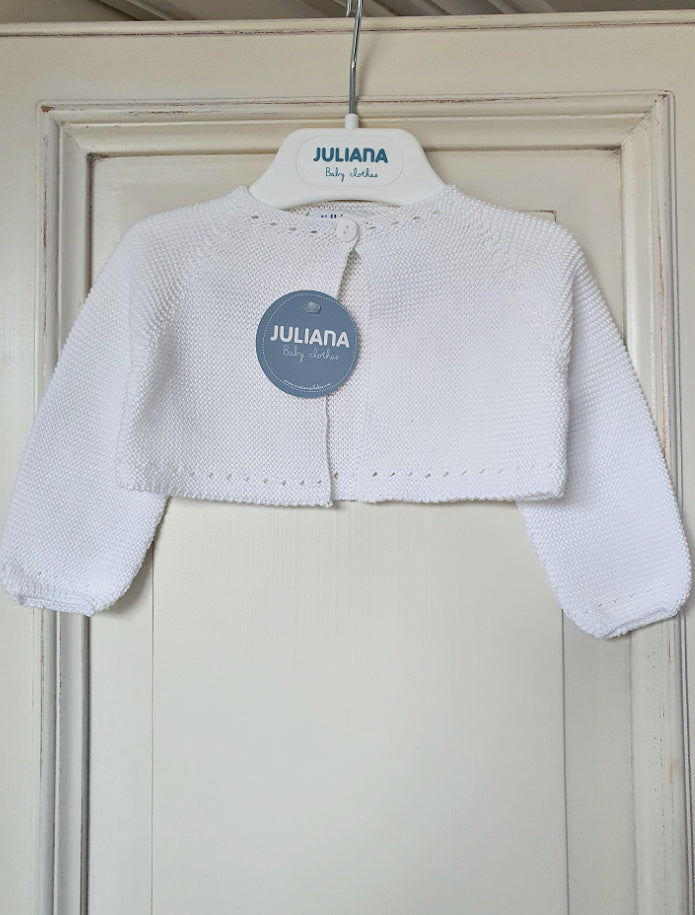 White Baby Girl Knitted Bolero Cardigan by Juliana - 25213