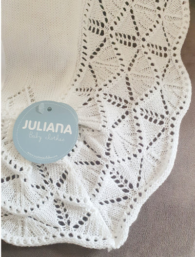 White Christening Baby Shawl by Juliana - 25002