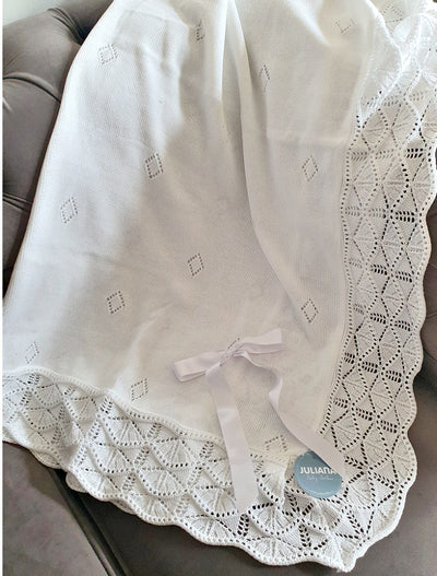 White Christening Baby Shawl by Juliana - 25002