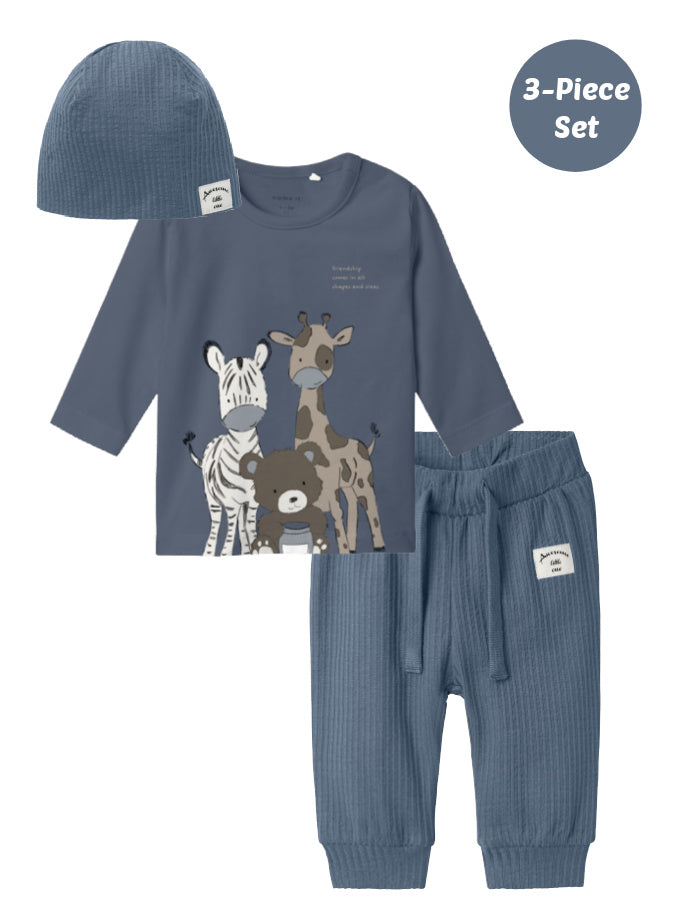 Name it Baby Boy 3-Piece Animal Print Set