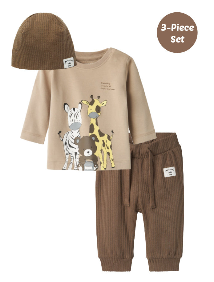 Name it Baby Boy 3-Piece Animal Print Set