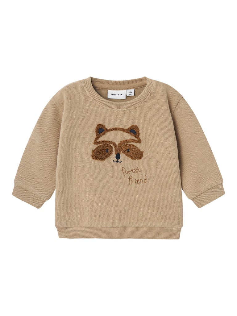 Name it Baby Boy 2-Piece Sweatshirt Raccoon Set - Beige