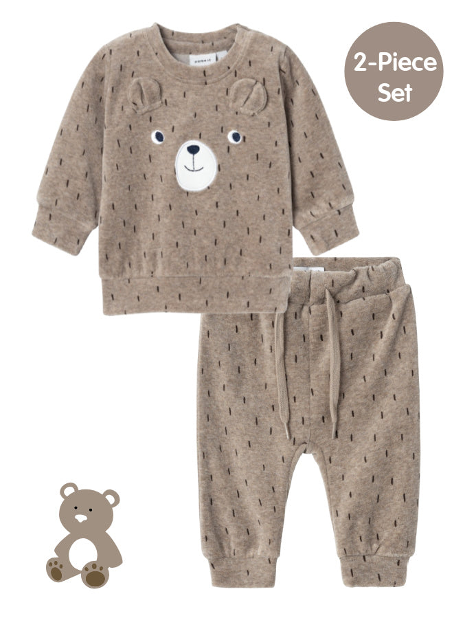 Name it Baby Boy 2-Piece Velour Teddy Set