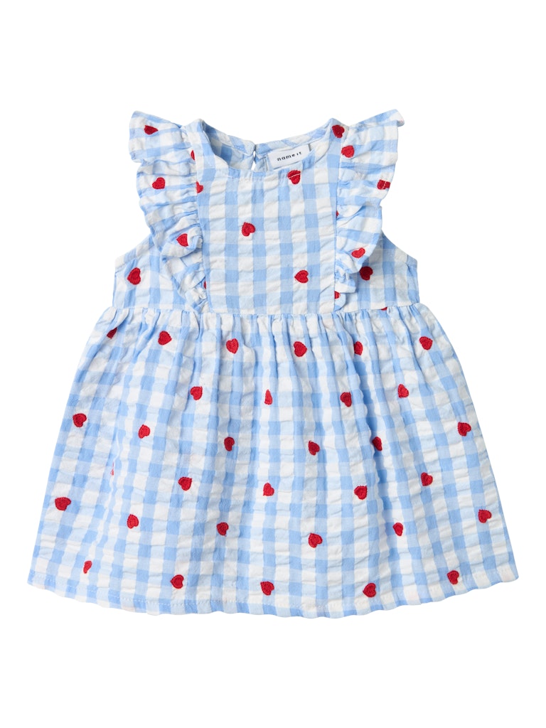 Baby Girl Soft Cotton Gingham Dress - Hearts