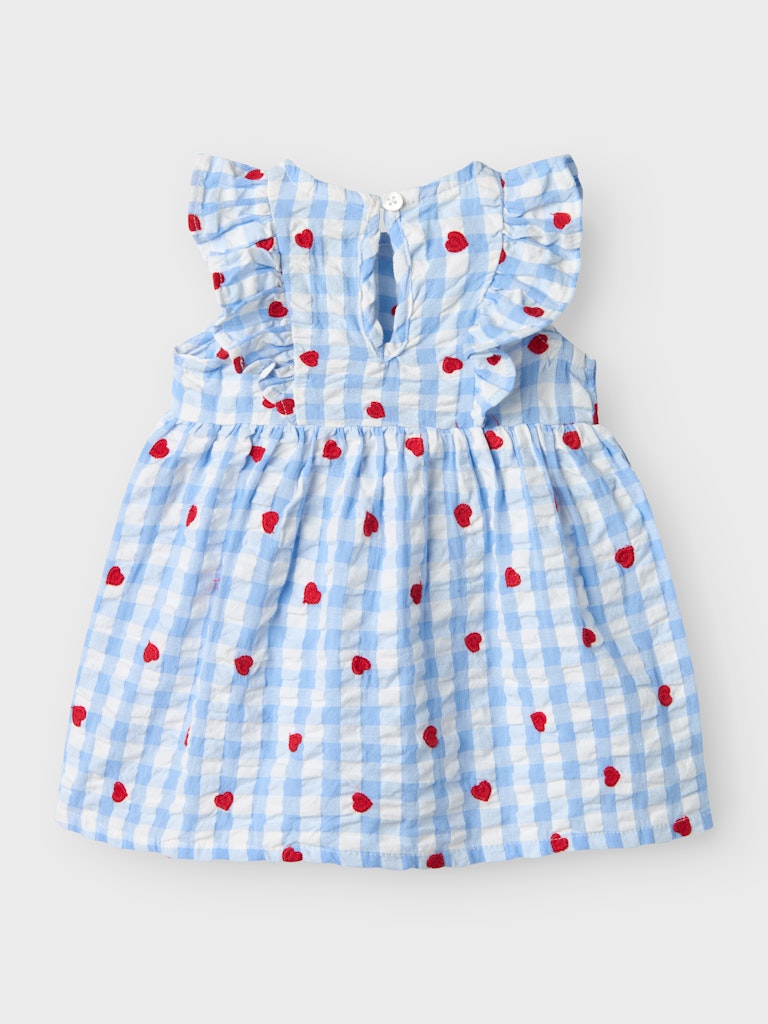 Baby Girl Soft Cotton Gingham Dress - Hearts