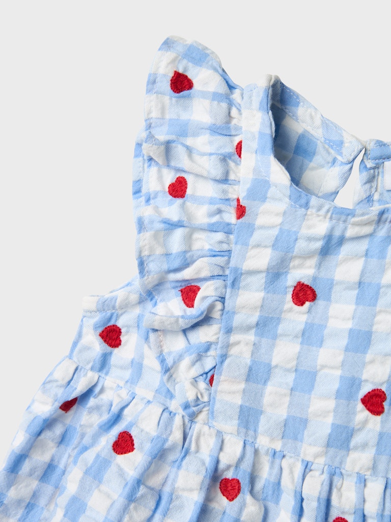 Baby Girl Soft Cotton Gingham Dress - Hearts