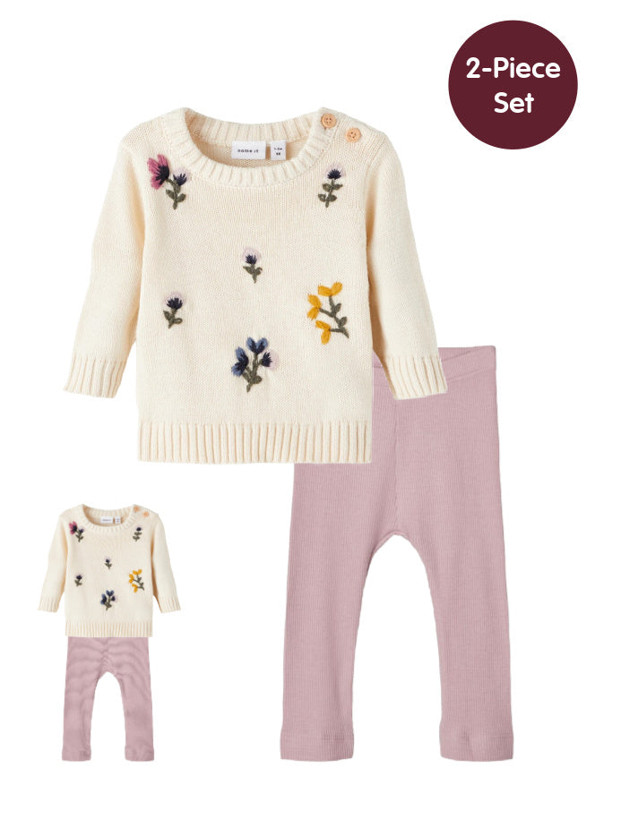 Name it Baby Girl Cream Sweater & Legging Set