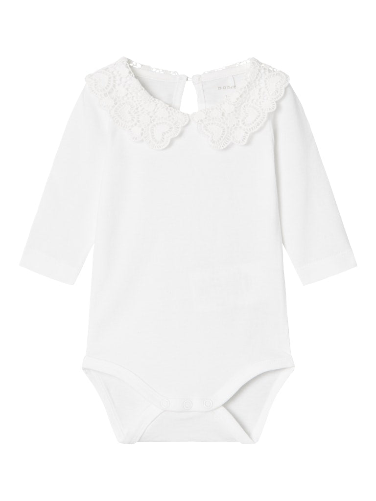 Name it Baby Girl Lacey Collar Body Suit - Bright White