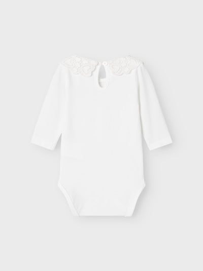 Name it Baby Girl Lacey Collar Body Suit - Bright White