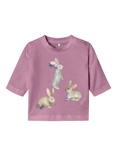 Name it Baby Girls Long-Sleeved Cotton Bunny Top