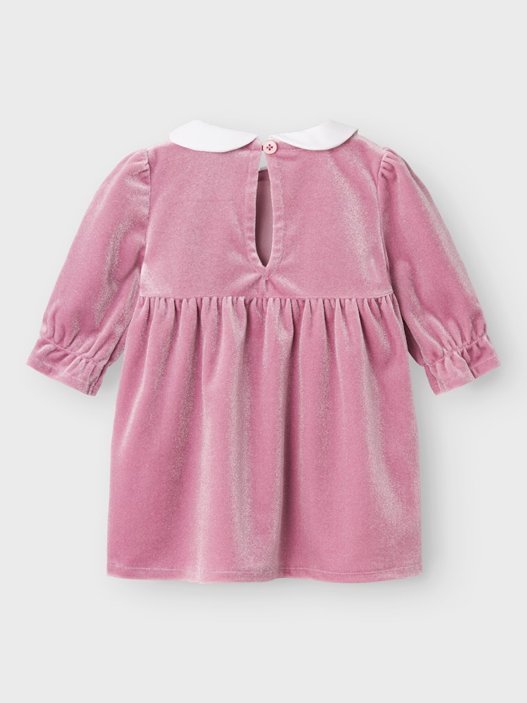 Baby Girl Soft Velvet Dress With Embroidered Collar