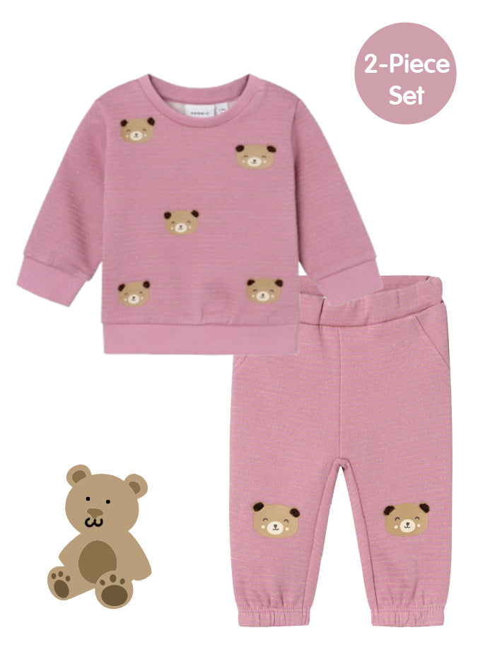 Name it Baby Girl 2-Piece Teddy Set - Pink