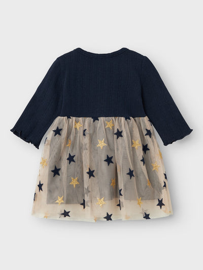 Name It Baby Girl Navy Tulle Dress with Gold Stars