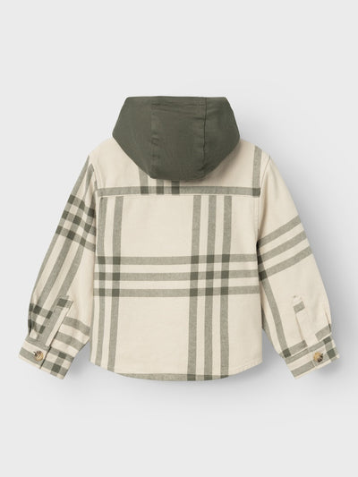 Name it Boys Hooded Check Shirt Shacket - Tea Leaf