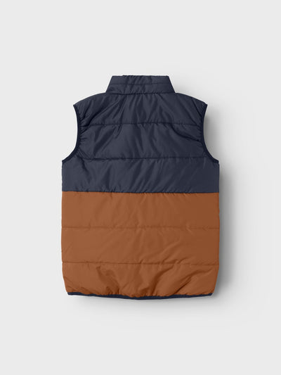 Name it Boys Colour Block Padded Gilet - Navy