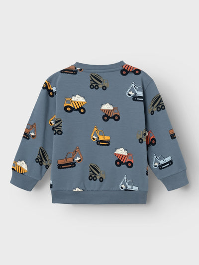 Name It Boys Tractor Print Zip Up Sweatshirt