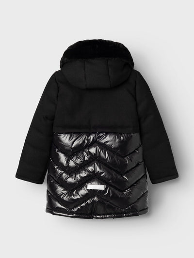 Name it Girls Black Hooded Winter Coat