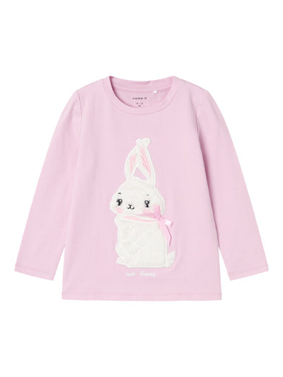 Name it Girls Long Sleeved 3D Graphic Top -Bunny and Hearts