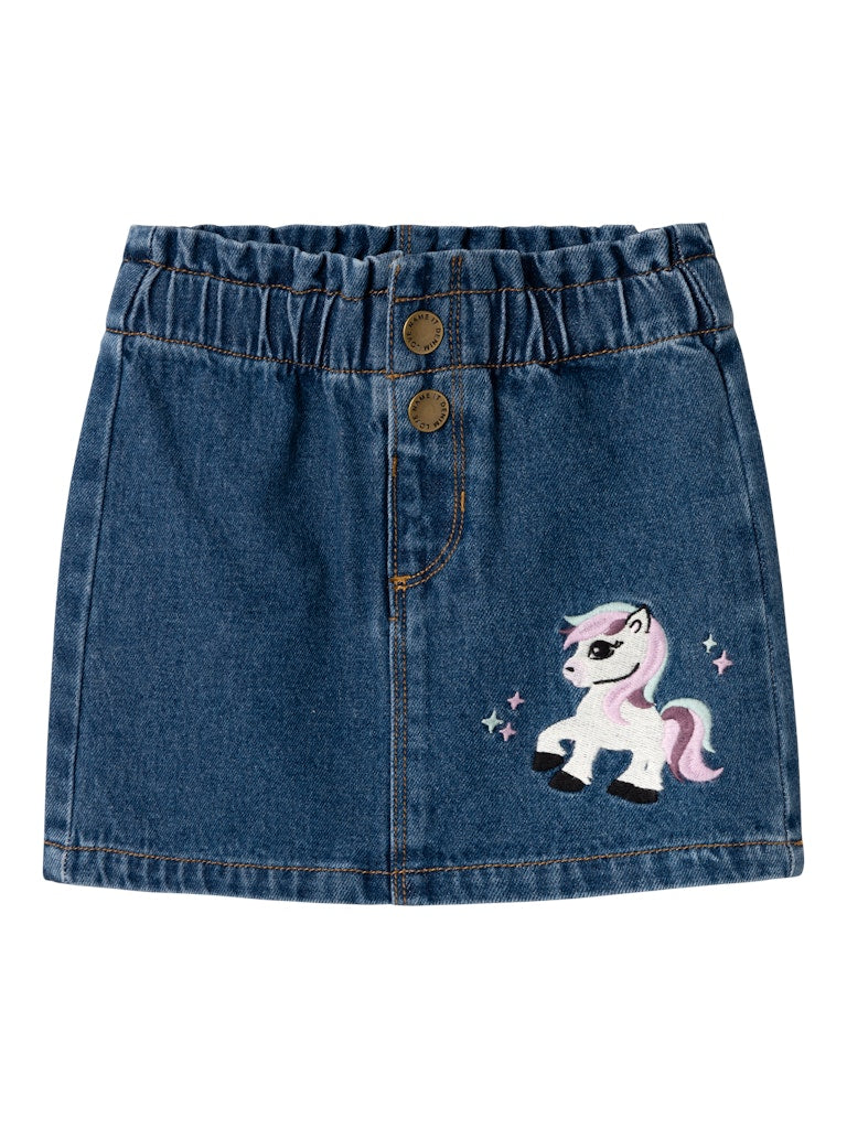 Name it Girls Denim Skirt with Pony Embroidery