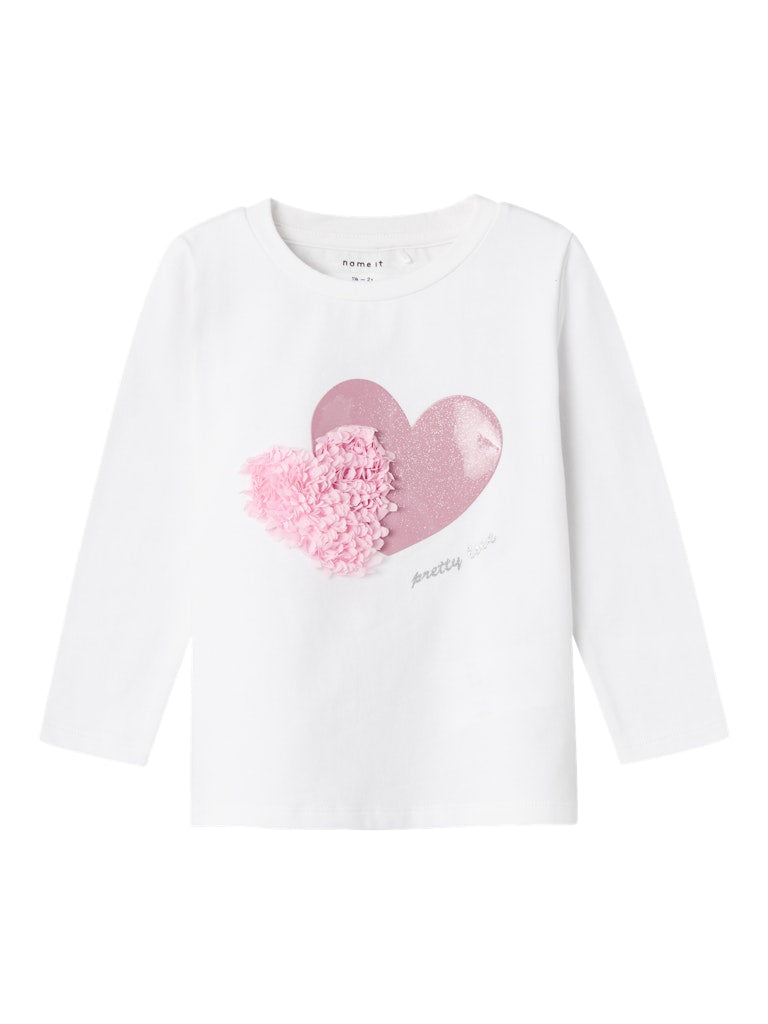 Name it Girls Long Sleeved 3D Graphic Top -Bunny and Hearts