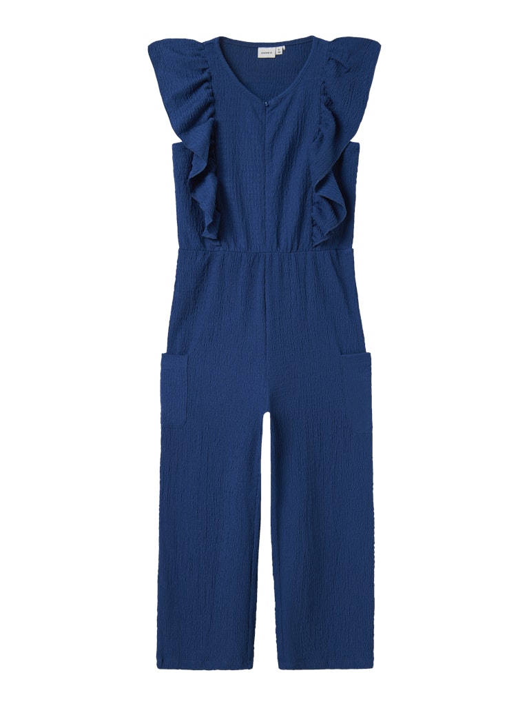 Name it Girls Blue Ruffle Sleeve Jumpsuit