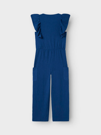 Name it Girls Blue Ruffle Sleeve Jumpsuit