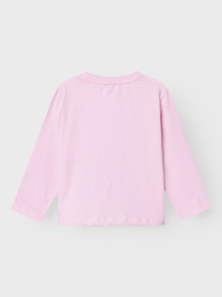 Name it Girls Long Sleeve Pink Cotton Top - Heart