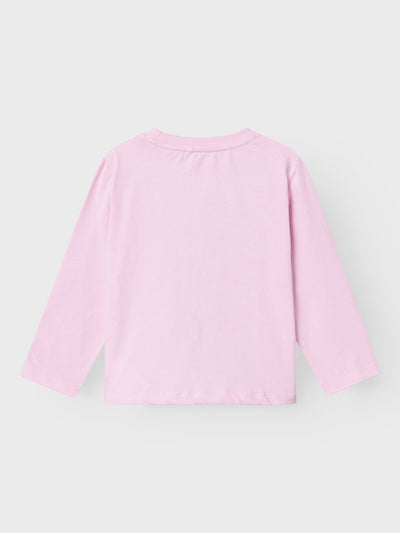 Name it Girls Long Sleeve Pink Cotton Top - Heart