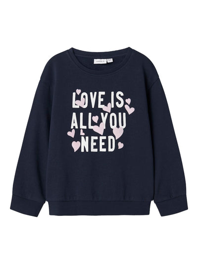 Name It Girls "Love is All You Need" Cotton Sweatshirt