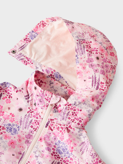 Name it Girls Spring Showerproof Floral Jacket - Mauve