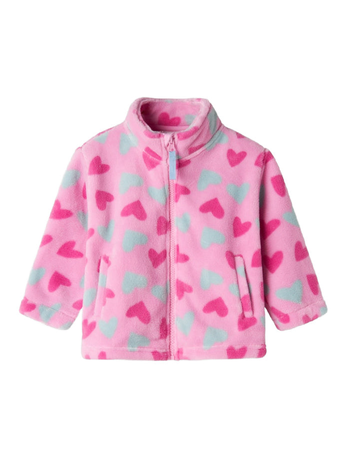 Name it Girls Fleece Zip-Up Cardigan - Colourful Hearts