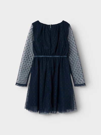 Name it Girls Long Sleeved Chiffon Polka-Dot Dress