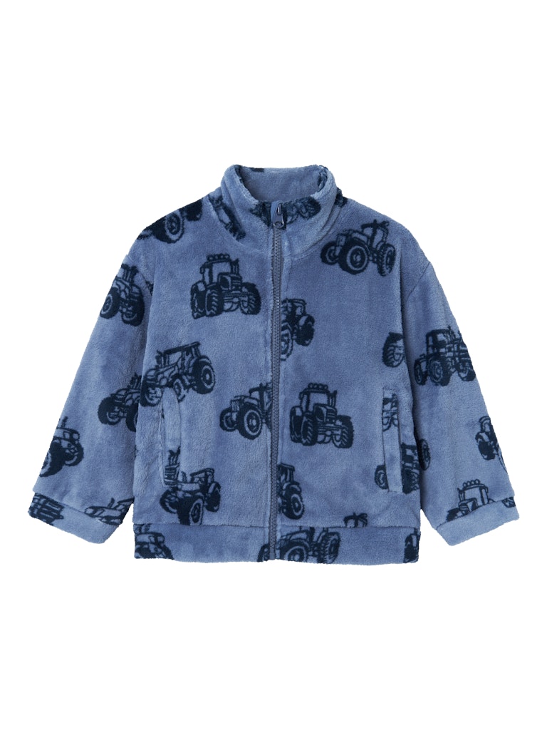 Name it Mini Boy Tractor Fleece Zip-Up Cardigan - Blue