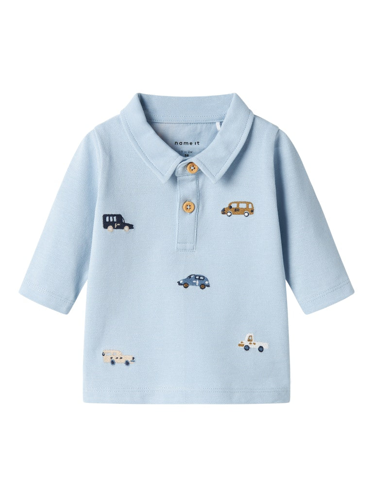 Baby Boy Long Sleeved Polo Top - Cars