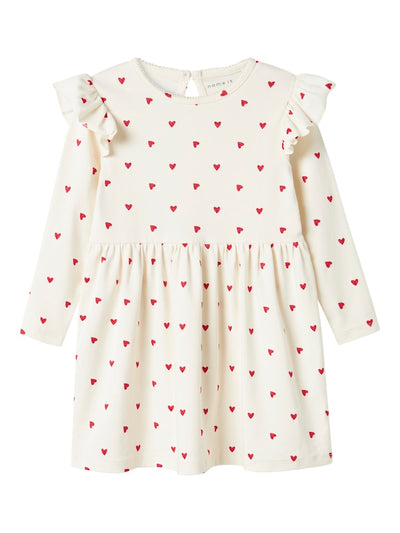 Name it Girls Long Sleeved Heart Print Dress