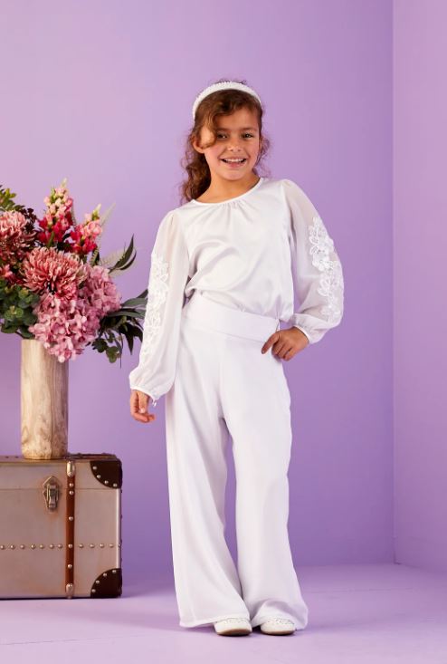 Girls Communion Trouser Suit by Peridot