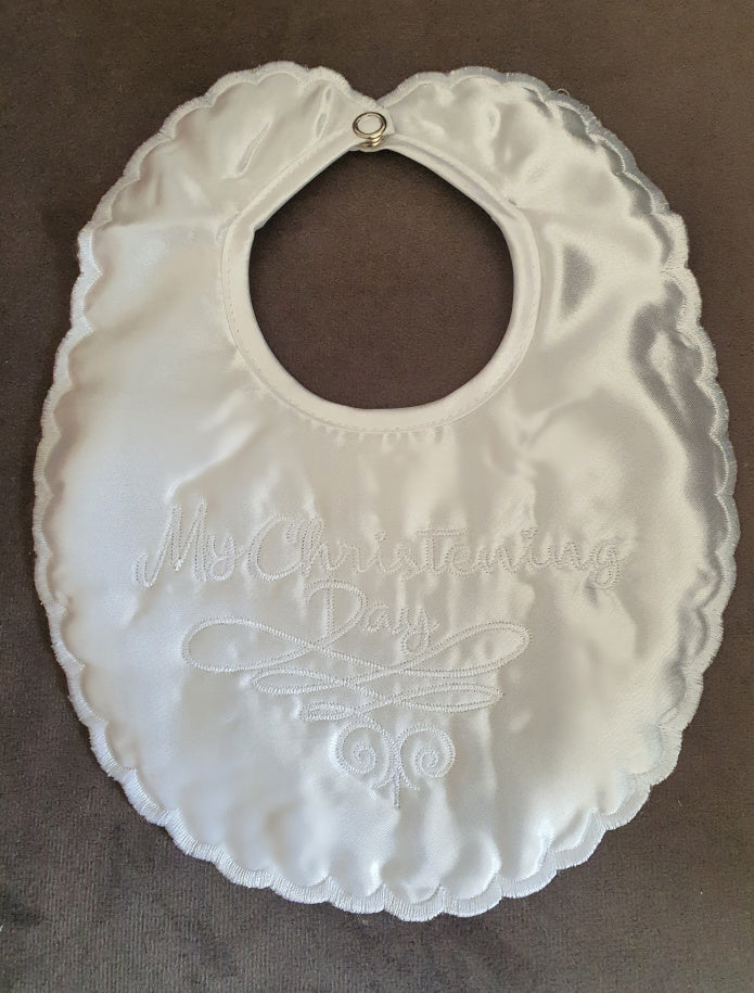 Elegance white Christening Bib - My Christening Day