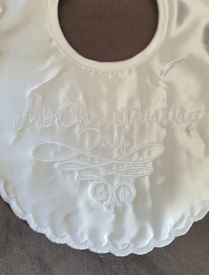 Elegance white Christening Bib - My Christening Day