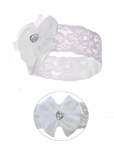 Soft Touch White Baby Headband - Diamond Heart