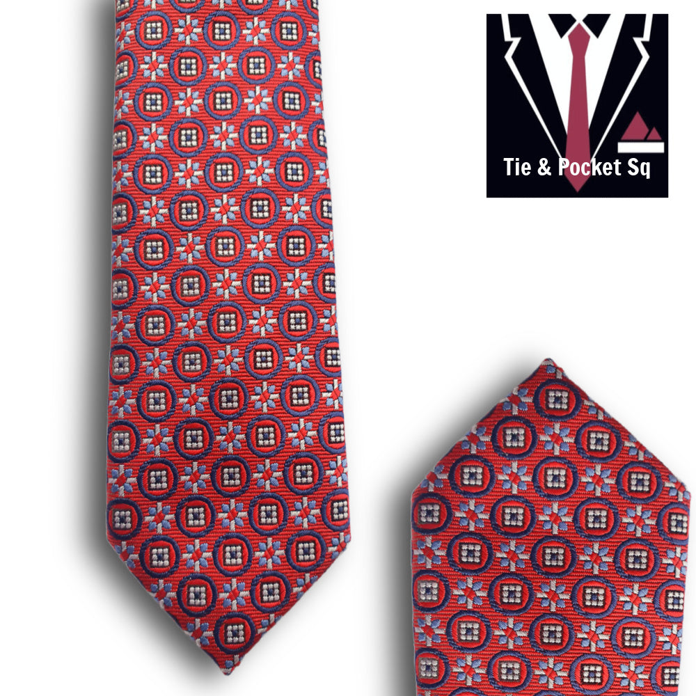 Zazzi Boys Floral Tie with Matching Pocket Square T6074-5