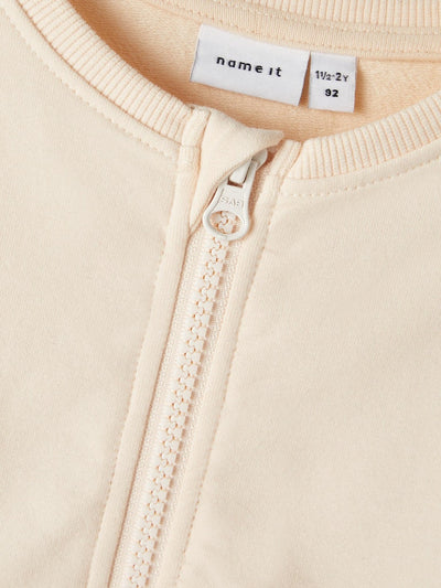 Name it Mini Girls Zip-Up Sweat Cardigan - Cream